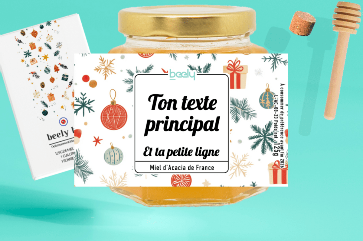 petit coffret de miel de Noël personnalisé