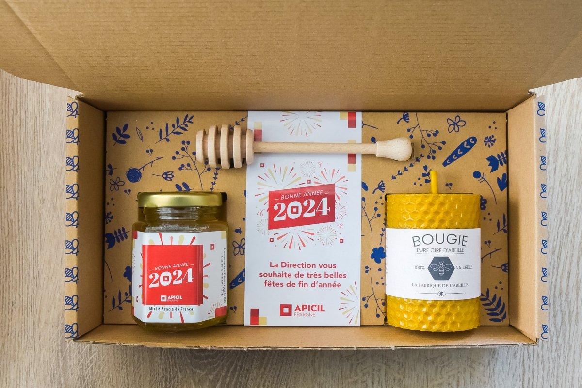 Coffret cadeau gourmand d'entreprise Bee-Live - Miels et Bougie - Idée Cadeau RSE n°1
