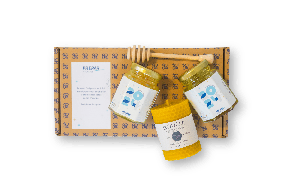 Coffret cadeau gourmand d'entreprise Bee-Live - Miels et Bougie - Idée Cadeau RSE n°1