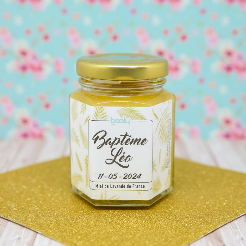 pot de miel de bapteme de 125g personnalisé