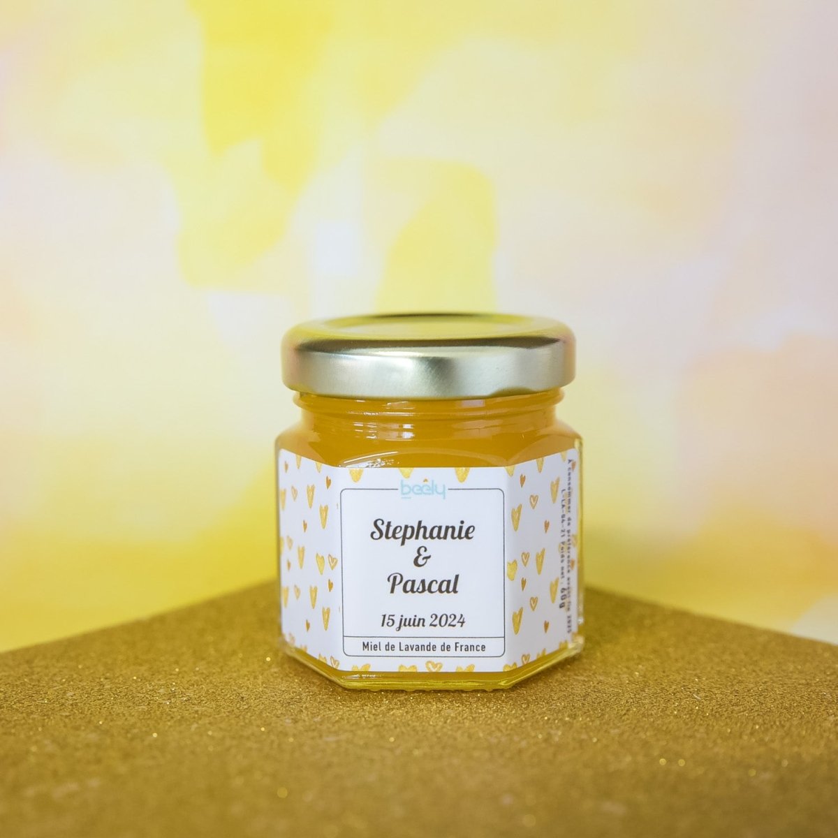 Petit pot de miel personnalisé à offrir (mariage, baptême, naissance...)