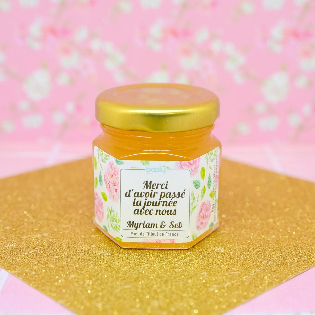 Petit pot de miel personnalisé à offrir (mariage, baptême, naissance...)