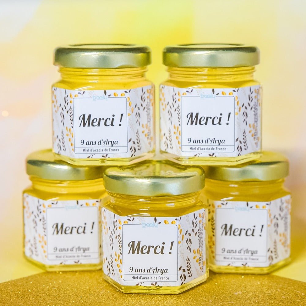 mini pot de miel Merci