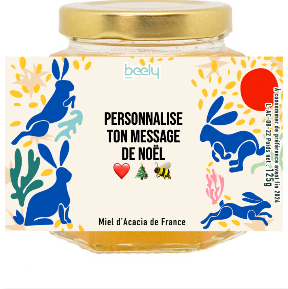 Pot de Miel personnalisé de Noël : les Lapins