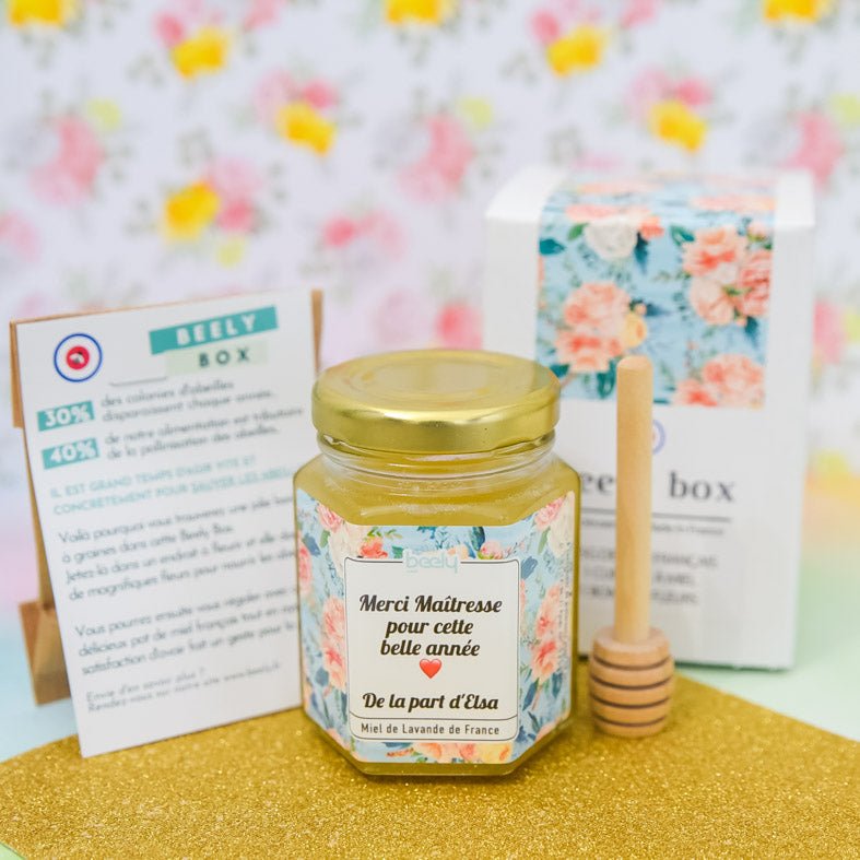 Box de Miel personnalisé comme cadeau Maîtresse de CP