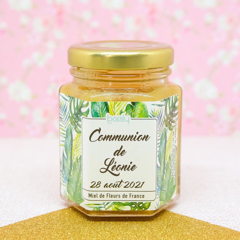 Miel souvenir - Cadeau invité communion fille - 40 designs pré-conçus