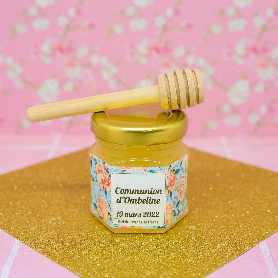 Miel souvenir - Cadeau invité communion fille - 40 designs pré-conçus