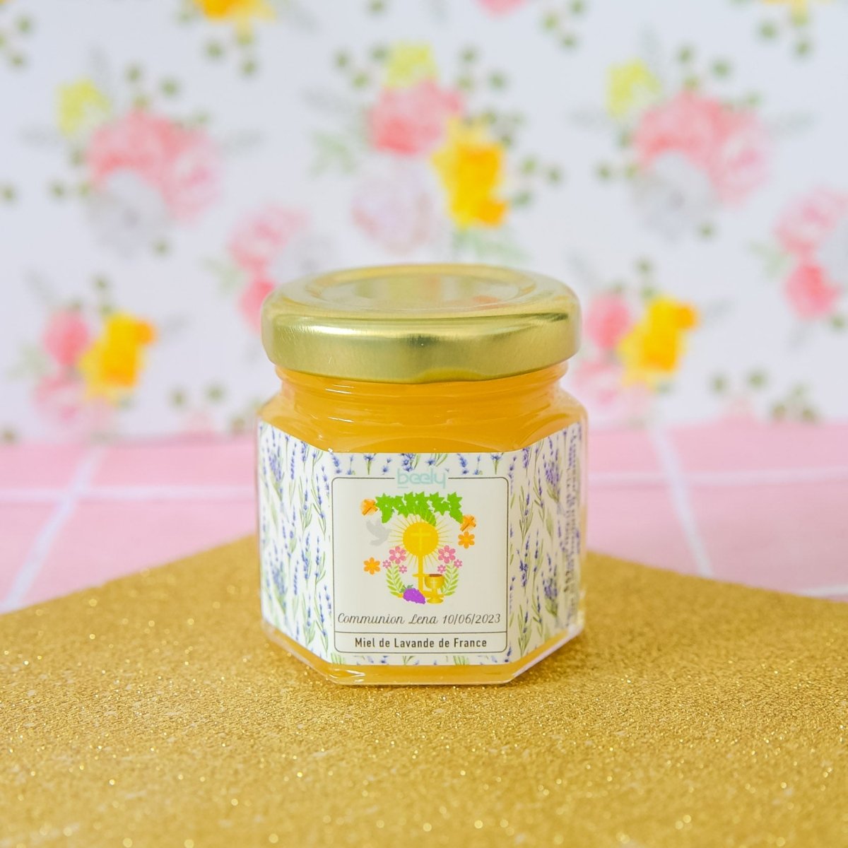 Miel souvenir - Cadeau invité communion fille - 40 designs pré-conçus