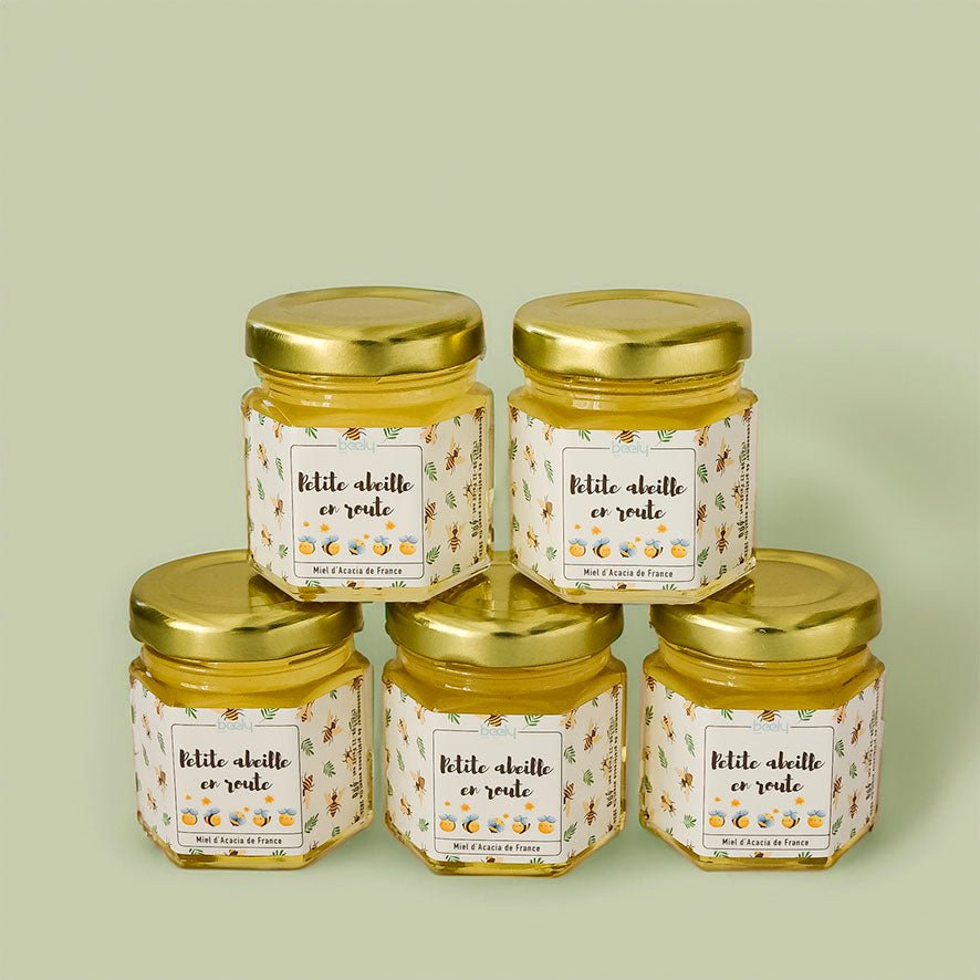 Petite abeille en route - Pots de miel pour Annonce Grossesse