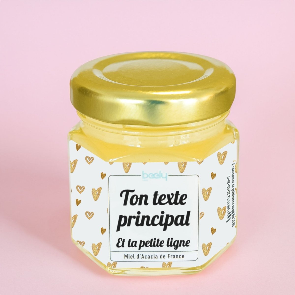 Pot de miel personnalisé Coeurs Dorés