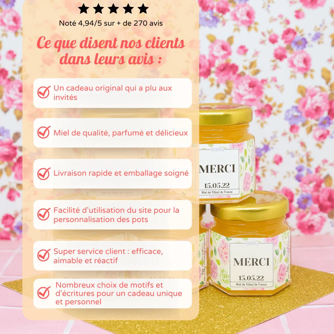 Pot de miel Coeurs Dorés