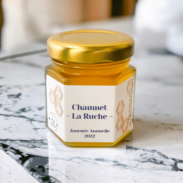 exemple de pot de miel de 60g personnalisé pour une entreprise
