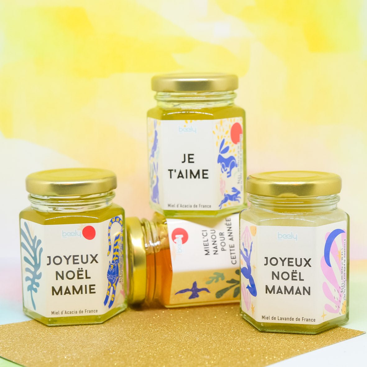 Pot de Miel personnalisé de Noël : la Femme Arc en Ciel
