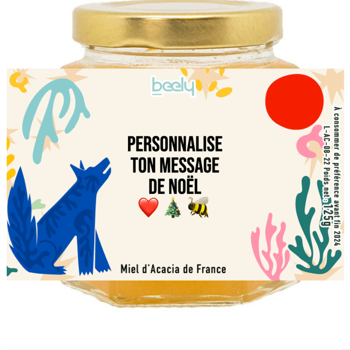 Pot de Miel personnalisé de Noël : le Loup