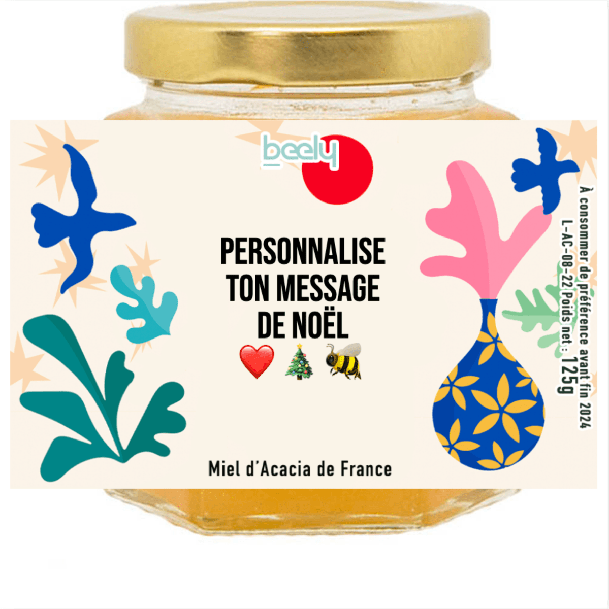 Pot de Miel personnalisé de Noël : le Vase aux Oiseaux