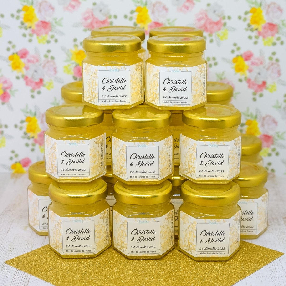 Pot de miel Prénoms des mariés + Date du mariage