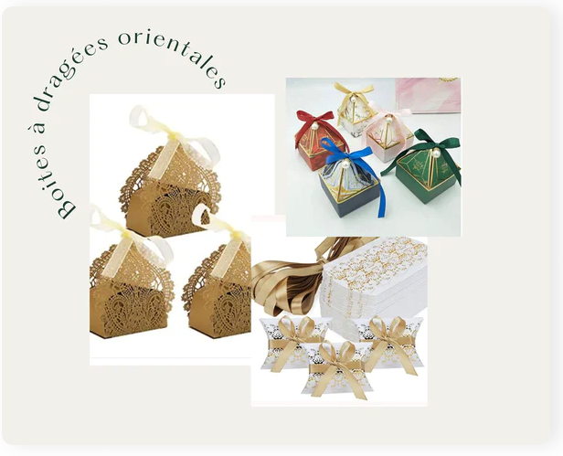 Des boîtes à dragées personnalisées sur le thème oriental