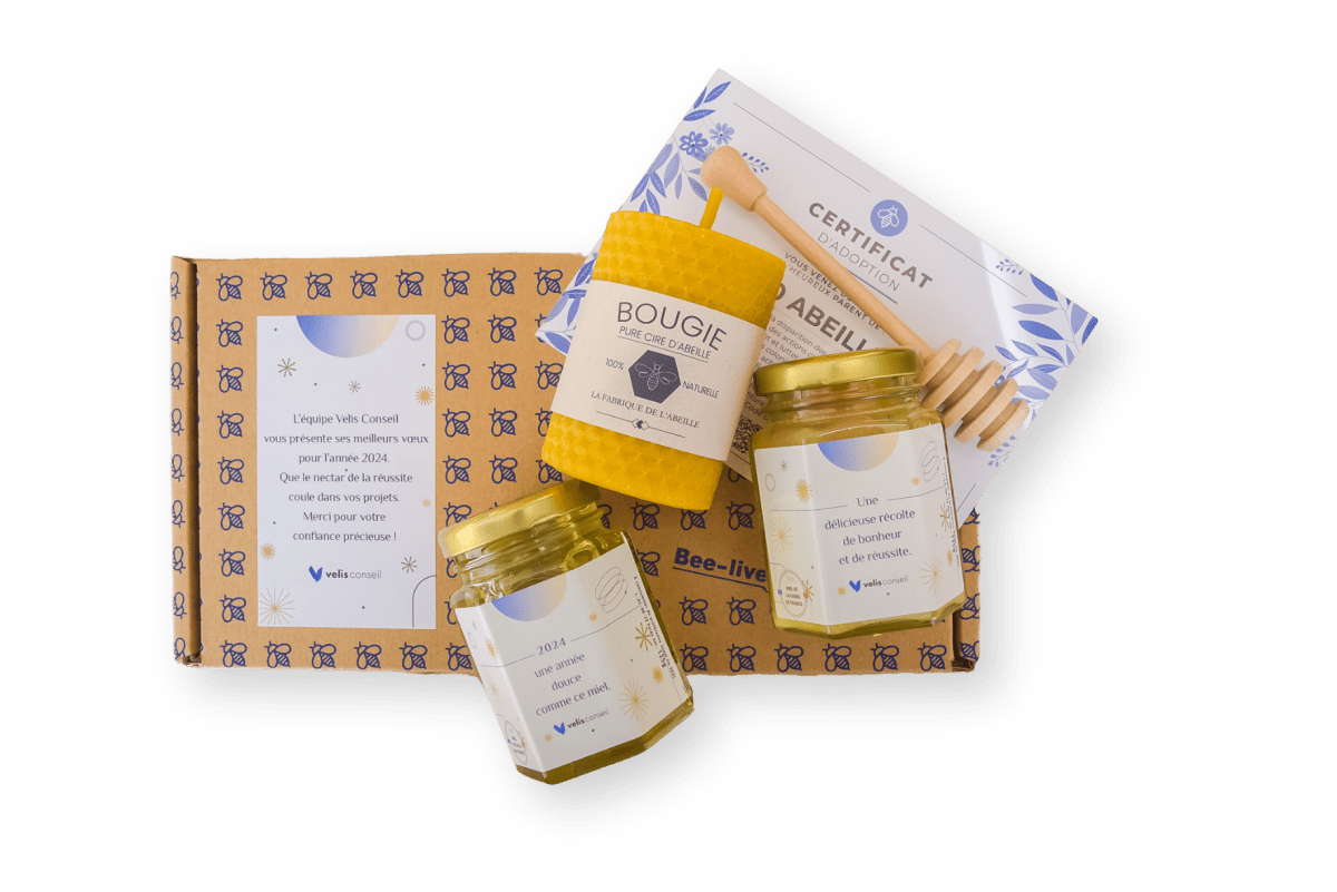Coffret cadeau gourmand d'entreprise Bee-Live - Miels et Bougie