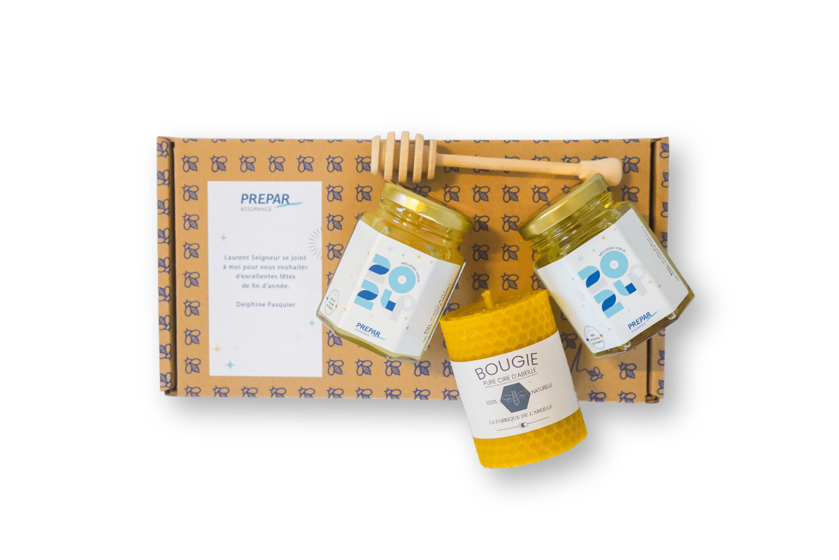 Coffret cadeau gourmand d'entreprise Bee-Live - Miels et Bougie