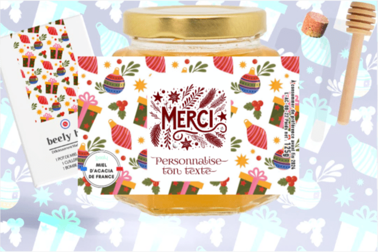 idée petit cadeau personnalisé Beely Box de Noël "Merci"