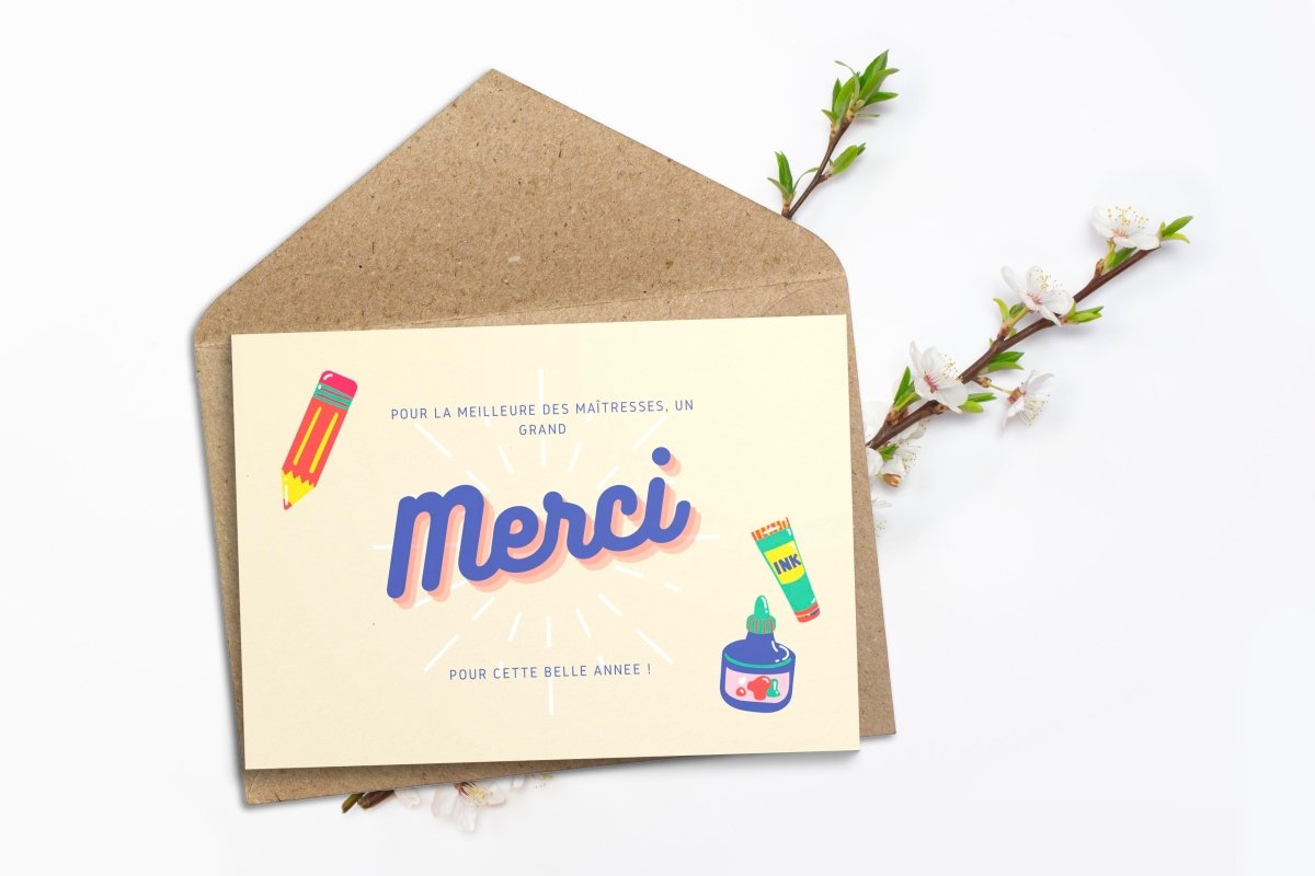 Cartes Merci Maîtresse ou Maître à imprimer gratuitement