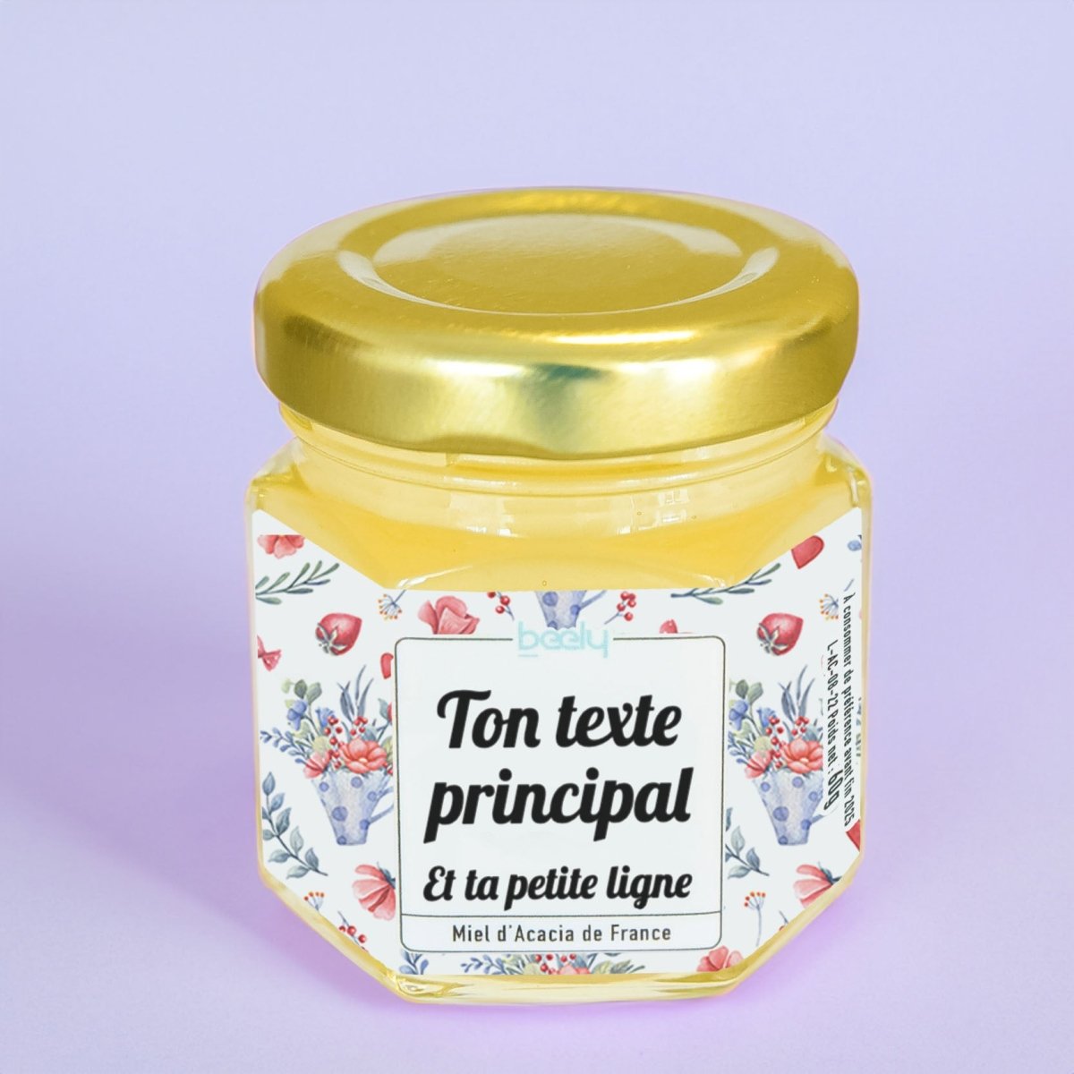 Eclat Floral - Petit pot de miel personnalisé